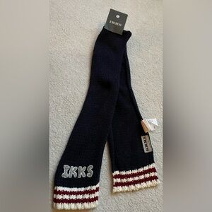 IKKS Navy Knit Scarf with Red and White Stripes NWT